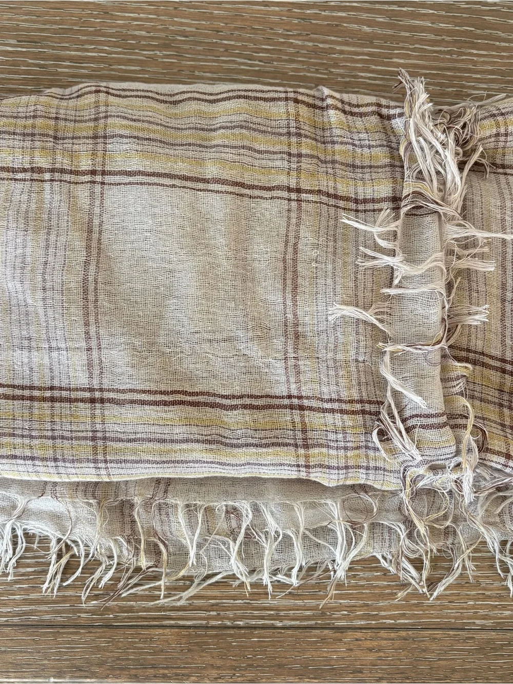 Lightweight Fringe Plaid Scarf